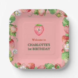 Pink Berry Sweet Girls eerste verjaardag welkom Papieren Bordje