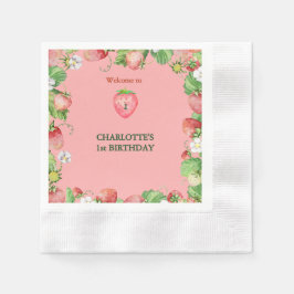 Pink Berry Sweet Girls eerste verjaardag welkom Servet