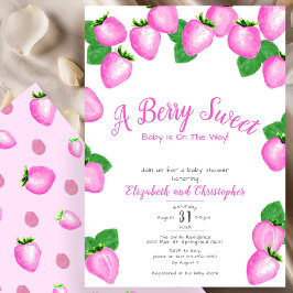 Pink Berry Sweet Strawberry Girl Baby shower Kaart