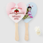 Pink Berry Sweet Strawbery Verjaardag Meisje Foto Handwaaier (Voorkant en achterkant)