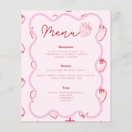 Pink Berry Sweet Theme Baby shower Afternoon Tea (Voorkant)