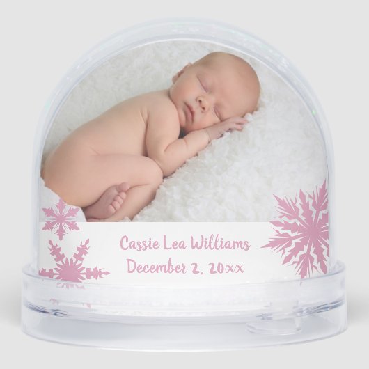 Pink Best Gift Ever Double Photo Sneeuwbol (Achterkant)