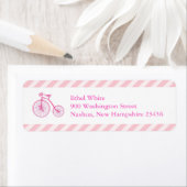 Pink Bicycle Baby shower Retour Adreslabels Etiket (Insitu)