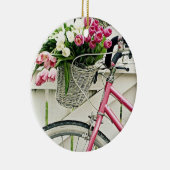 PINK "BICYCLE" MET BASKETSTROMEN KERAMISCH ORNAMENT (Rechts)