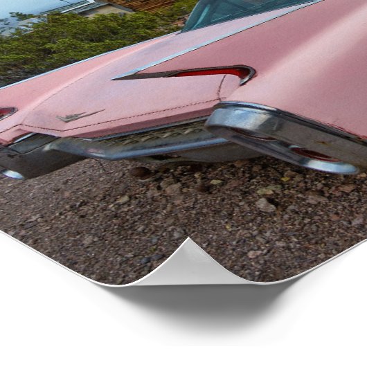 PINK BIG CLASSIC CAR FINS CADDY POSTER (Hoek)