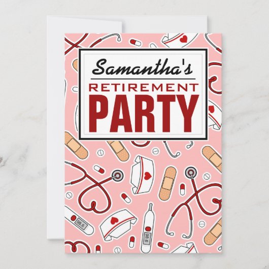 Pink bij pensionering verpleegster kaart (Voorkant)