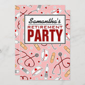 Pink bij pensionering verpleegster kaart (Voorkant / Achterkant)