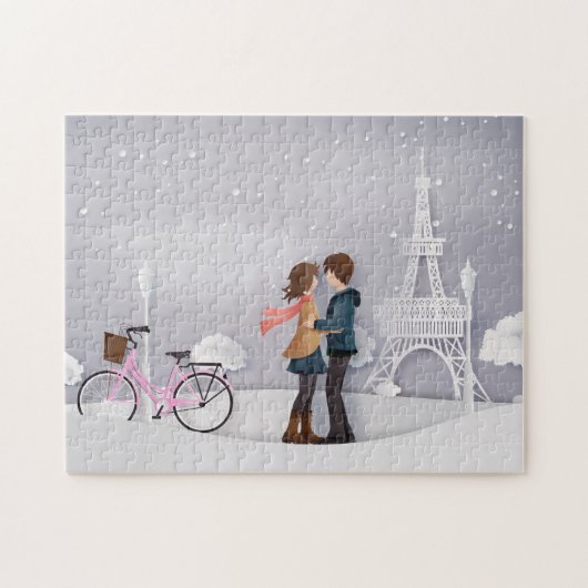 Pink Bike Paris Couple Legpuzzel (Horizontaal)
