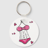 Pink Bikini Beach Ready Slogan Sleutelhanger (Voorkant)
