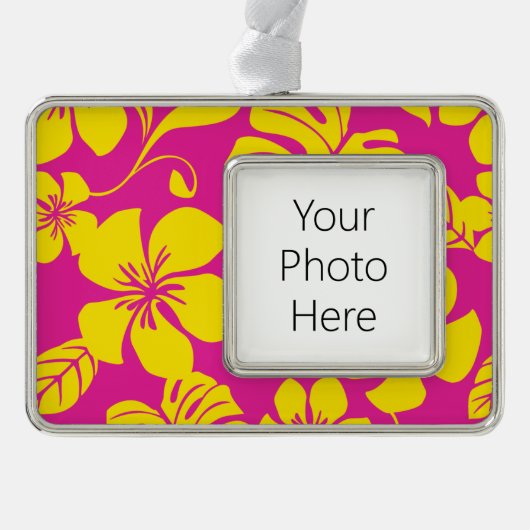PINK BIKINI (HOT PINK/GEEL) VERZILVERD OMLIJST ORNAMENT (Voorkant)