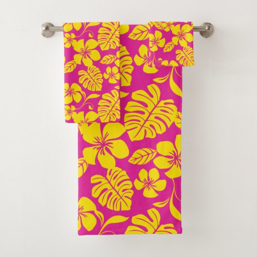 PINK BIKINI (HOT PINK/YELLOW) BATH TOWEL SET BAD HANDDOEK (Insitu)