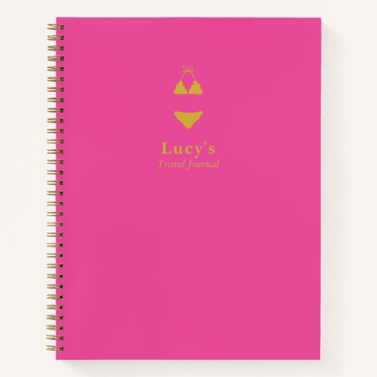 Pink Bikini Personalized Travel Notitieboek Planne (Voorkant)