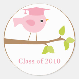 Pink Bird Afstuderen Ronde Sticker