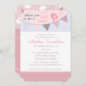 Pink Bird Baby shower Uitnodiging (Voorkant / Achterkant)
