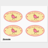 Pink Bird Book Label Stickers (Vel)