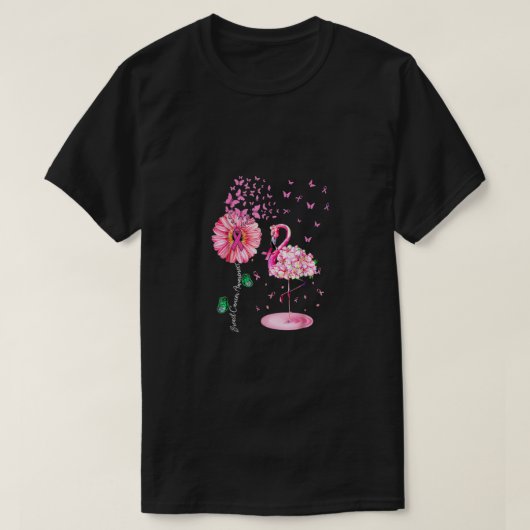 Pink Bird Flamingo Breast Cancer Bewustheid Vrouwe T-shirt (Design voorkant)