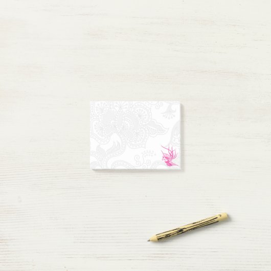Pink Bird & Floral Post-it Notes (Op bureau)