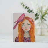 Pink Bird in her Hair Briefkaart (Staand voorkant)