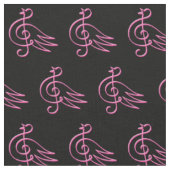 Pink Bird Music Pattern Stof (Close Up)