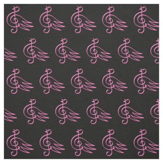 Pink Bird Music Pattern Stof (Swatch)