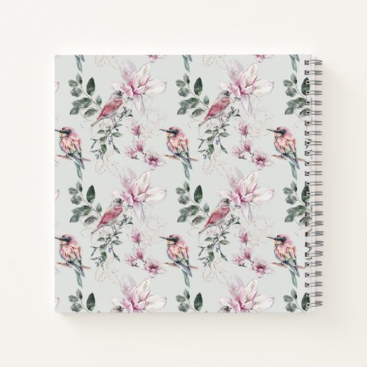 Pink Birds en Pink Flowers Gastenboek Notitieboek (Achterkant)