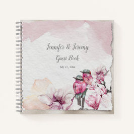 Pink Birds en Pink Flowers Gastenboek Notitieboek