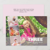 PINK Birthday 4 Aankondiging van de geboorte van e (Voorkant / Achterkant)