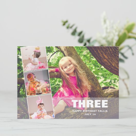 PINK Birthday 4 Aankondiging van de geboorte van e (Staand voorkant)