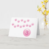 Pink Birthday Balls Age 3 Birthday Kaart (Gele Bloem)