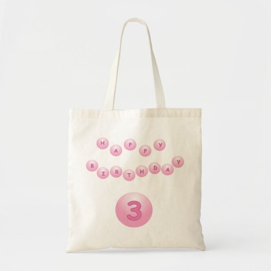 Pink Birthday Balls leeftijd 3 Tote Bag (Voorkant)