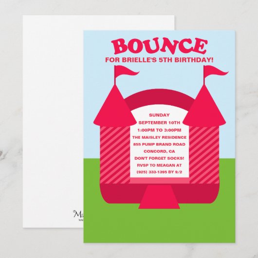 Pink Birthday Bouncy House Birthday Partij Kaart