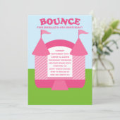 Pink Birthday Bouncy House Birthday Partij Kaart (Staand voorkant)