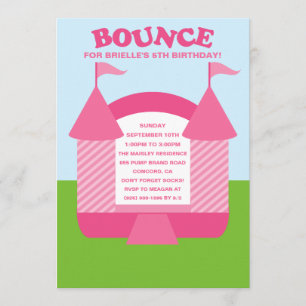 Pink Birthday Bouncy House Birthday Partij Kaart