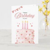 Pink Birthday Cake Greeting Card Kaart (Gele Bloem)