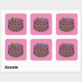 Pink Birthday cake meisjessticker Vierkante Sticker (Vel)