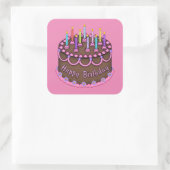Pink Birthday cake meisjessticker Vierkante Sticker (Tas)