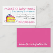 Pink Birthday Cake Slice Party Event Planner Visitekaartje (Voorkant / Achterkant)