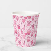 Pink Birthday Cupcake Paper Cups Papieren Bekers (Achterkant)