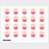 Pink Birthday Dragon Ronde Sticker (Vel)
