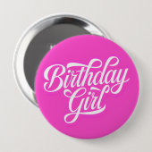 Pink Birthday Girl Ronde Button 4,0 Cm (Voorkant /achterkant)