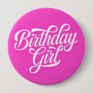 Pink Birthday Girl Ronde Button 4,0 Cm