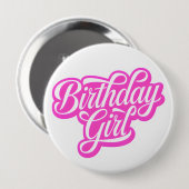 Pink Birthday Girl Ronde Button 4,0 Cm (Voorkant /achterkant)
