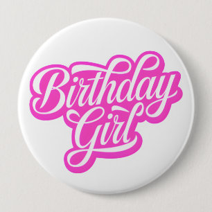Pink Birthday Girl Ronde Button 4,0 Cm