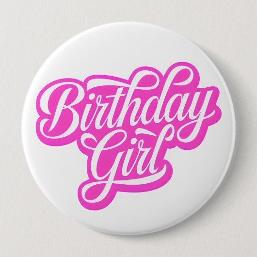 Pink Birthday Girl Ronde Button 4,0 Cm (Voorkant)