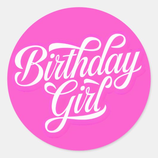 Pink Birthday Girl Ronde Sticker (Voorkant)