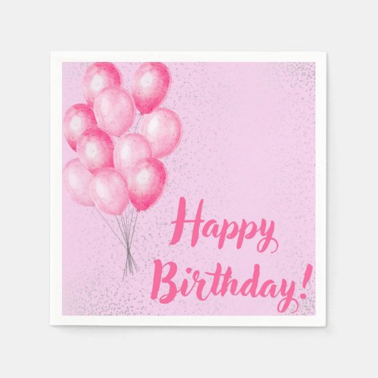 Pink Birthday Napkins Servet (Voorkant)