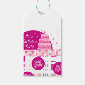 Pink Birthday Party Cadeaulabel
