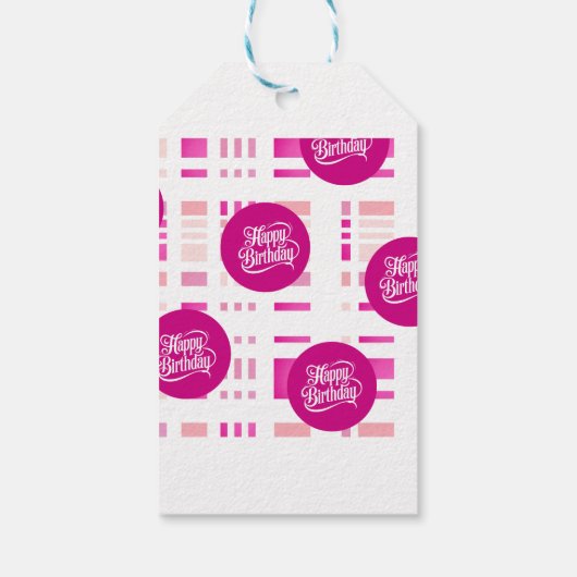 Pink Birthday Party Cadeaulabel (Achterkant)