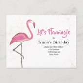 Pink Birthday Party Cute Flamingo Custom Briefkaart (Voorkant)