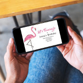 Pink Birthday Party Watercolor Flamingo Kaart